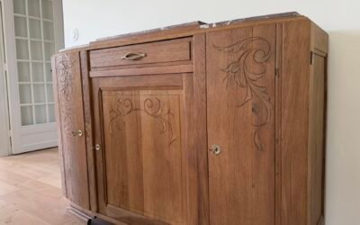 Rénovation d’un buffet style art nouveau massif à Brest – Savoir-faire artisanal haut de gamme